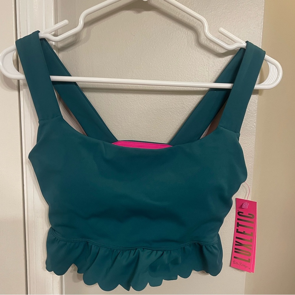 Lilly Pulitzer Luxletic Luisa scalloped green sports bra top